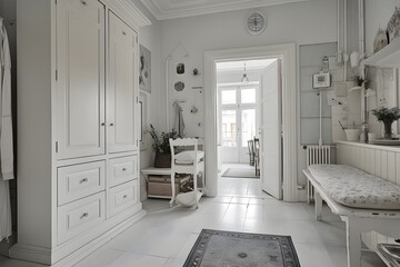 "White-furnished Entrance Hall in Sweden"