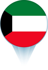 Map pointer with flag of Kuwait.