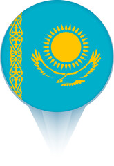 Map pointer with flag of Kazakhstan.