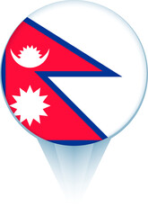 Obraz premium Map pointer with flag of Nepal.