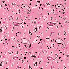 SEAMLESS PATTERN IN PINK AND BLACK PAISLEY DESIGN RASTER IMAGE