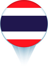 Obraz premium Map pointer with flag of Thailand.
