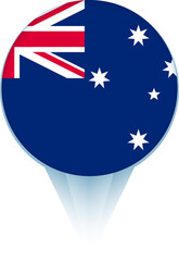 Map pointer with flag of Australia.