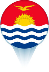 Naklejka premium Map pointer with flag of Kiribati.
