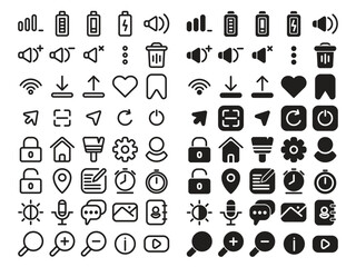 Basic UI icons set with outline & solid style