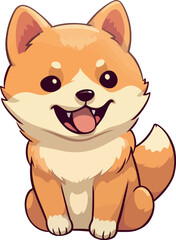 vector hand drawn kawaii shiba inu dog illustrations