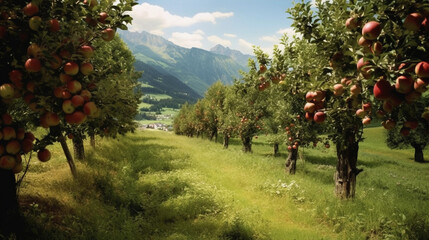 apple orchard in spring - obrazy, fototapety, plakaty