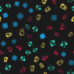 Set line Snowflake, , Cloud with snow and sun and Water drop on seamless pattern. Vector