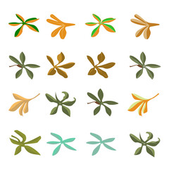 Fototapeta premium Autumn leaves set, isolated on white background. Simple cartoon flat style. Isolated vector illustration. Design for stickers, logo, web and mobile app.