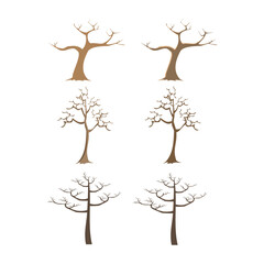 Naked trees silhouettes set. Hand drawn isolated illustrations