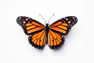 Isolated monarch butterfly on white background, Generative AI