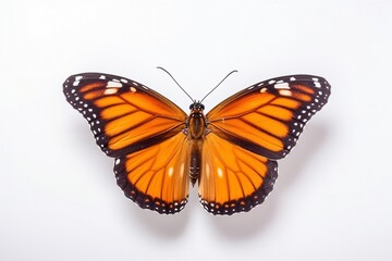 Fototapeta na wymiar Isolated queen butterfly on white background, Generative AI