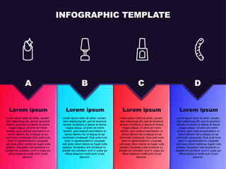 Set line Nail manicure, Milling cutter for, Bottle of nail polish and file. Business infographic template. Vector
