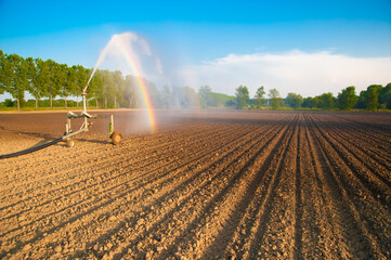 Water jet to irrigate agricultural fields