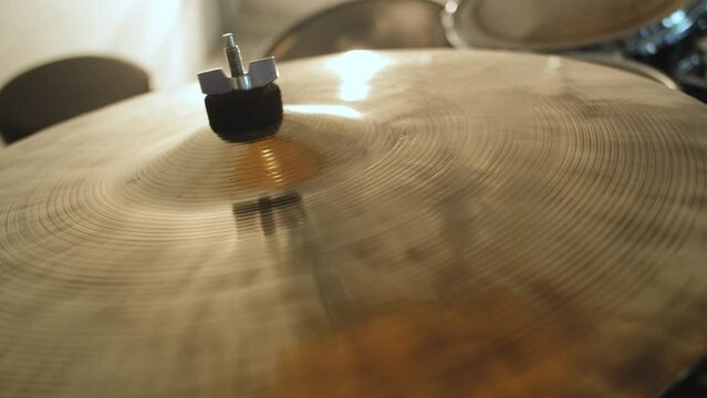 gilded cymbal drum set close-up