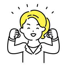 かわいい人物のイラストシリーズ _ 女性のオフィスワーカー _ ガッツポーズ　