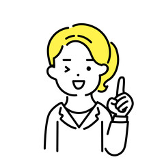 かわいい人物のイラストシリーズ _ 女性のオフィスワーカー _ 指差し　