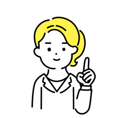 かわいい人物のイラストシリーズ _ 女性のオフィスワーカー _ 指差し　