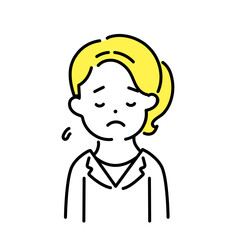 かわいい人物のイラストシリーズ _ 女性のオフィスワーカー _ 俯く　