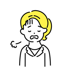 かわいい人物のイラストシリーズ _ 女性のオフィスワーカー _ 疲れた　