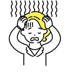 かわいい人物のイラストシリーズ _ 女性のオフィスワーカー _ 絶望　