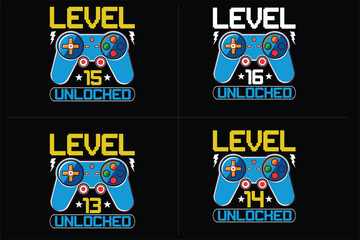 level  unlocked gaming  t shirt, gaming quotes t shirt, Gamer t-shirt Design
