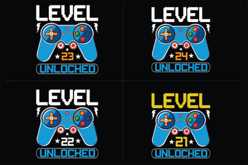 level  unlocked gaming  t shirt, gaming quotes t shirt, Gamer t-shirt Design
