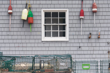 Boothbay Harbor lobster traps and buoys