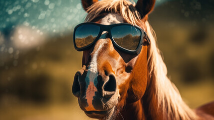 Obraz premium Equine Visionary: A Horse Redefining Style. Generative AI