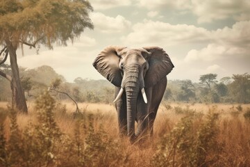 Fototapeta na wymiar Majestic Elephant in the Savannah