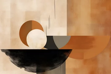 Minimalist Japanese style abstract earth tones. ai