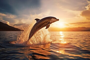 Playful Dolphin Jumping out of the Water