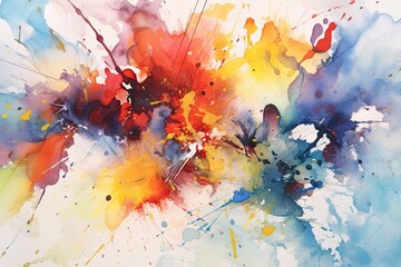 abstract watercolor painting with bold brushstrokes and splashes of color, capturing the energy and spontaneity of the creative process - Generative AI