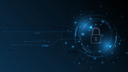 Network protection concept on abstract technology background. Protection data security concept. Cybersecurity digital Protection system innovation concept.