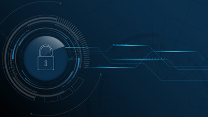 Obraz premium Network protection concept on abstract technology background. Protection data security concept. Cybersecurity digital Protection system innovation concept.