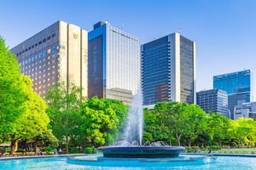 春の東京ビジネス街　日本