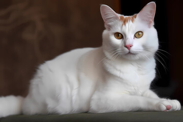 Turkish Van cat  - Originated in Turkey, known for their unique pattern of white and colored fur and playful, active personality (Generative AI)