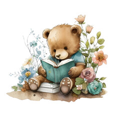 Watercolor teddy bear