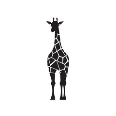 Cute cartoon trendy design giraffe in logo, doodle style. African animal wildlife vector illustration icon. Black and white. 