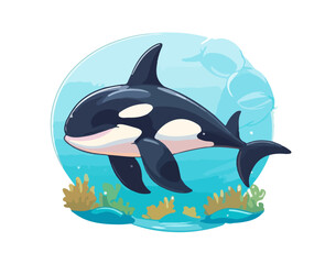 Obraz na płótnie Canvas orca whale under water illustration vector