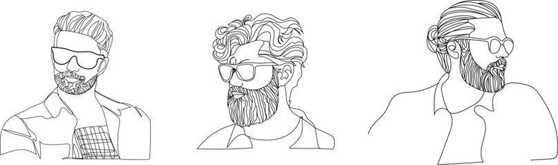 One line  man/men vintage hand drawn illustration. For prints, posters, cards, stickers and other uses.