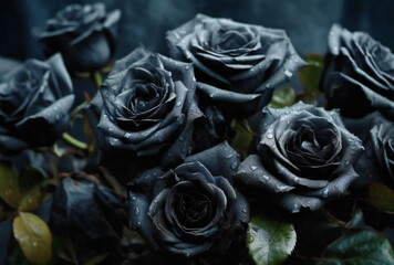 black roses in a dark frame