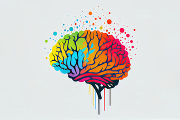 Minimalist colorful abstract human brain concept (Generative AI)