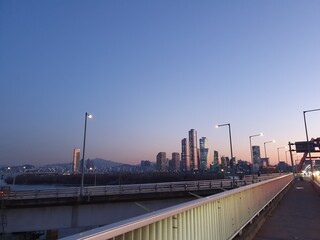 Fototapeta na wymiar Korea Seoul skyline Skyscraper Buildings City Sky Blue 