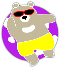 Bear swims on the circle