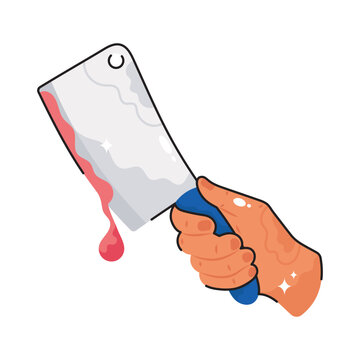 recommend clip art: chopper knife doodle vector outline icon. EPS 10 file