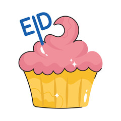Cupcake doodle vector outline icon. EPS 10 file