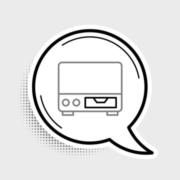 recommend clip art: Line Old video cassette player icon isolated on grey background. Old beautiful retro hipster video cassette recorder. Colorful outline concept. Vector