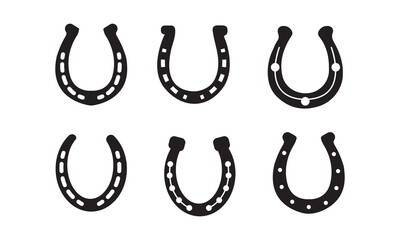 Horseshoe icon set. Luck symbol. Vector
