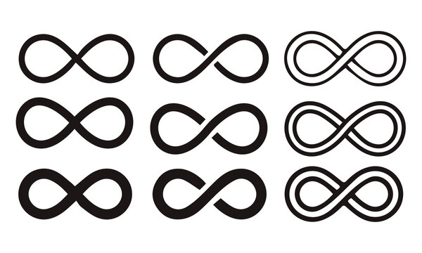 Infinity symbol set. Vector illustration